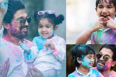 In Pics: Allu Arjun&rsquo;s Adorable Moments with Family for Holi Is Too Cute to Miss